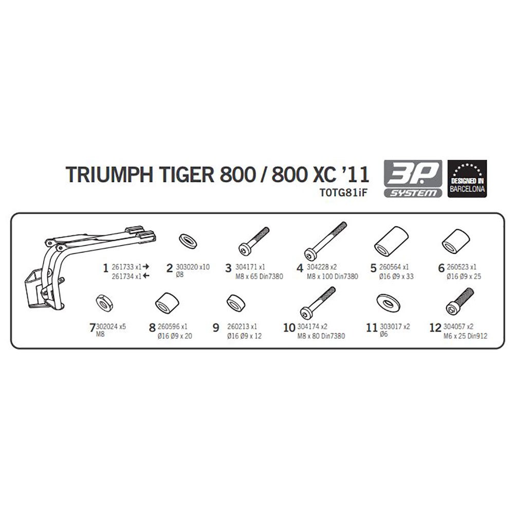 Shad Fissaggio Per Valigie Laterali 3P System Triumph Tiger 800