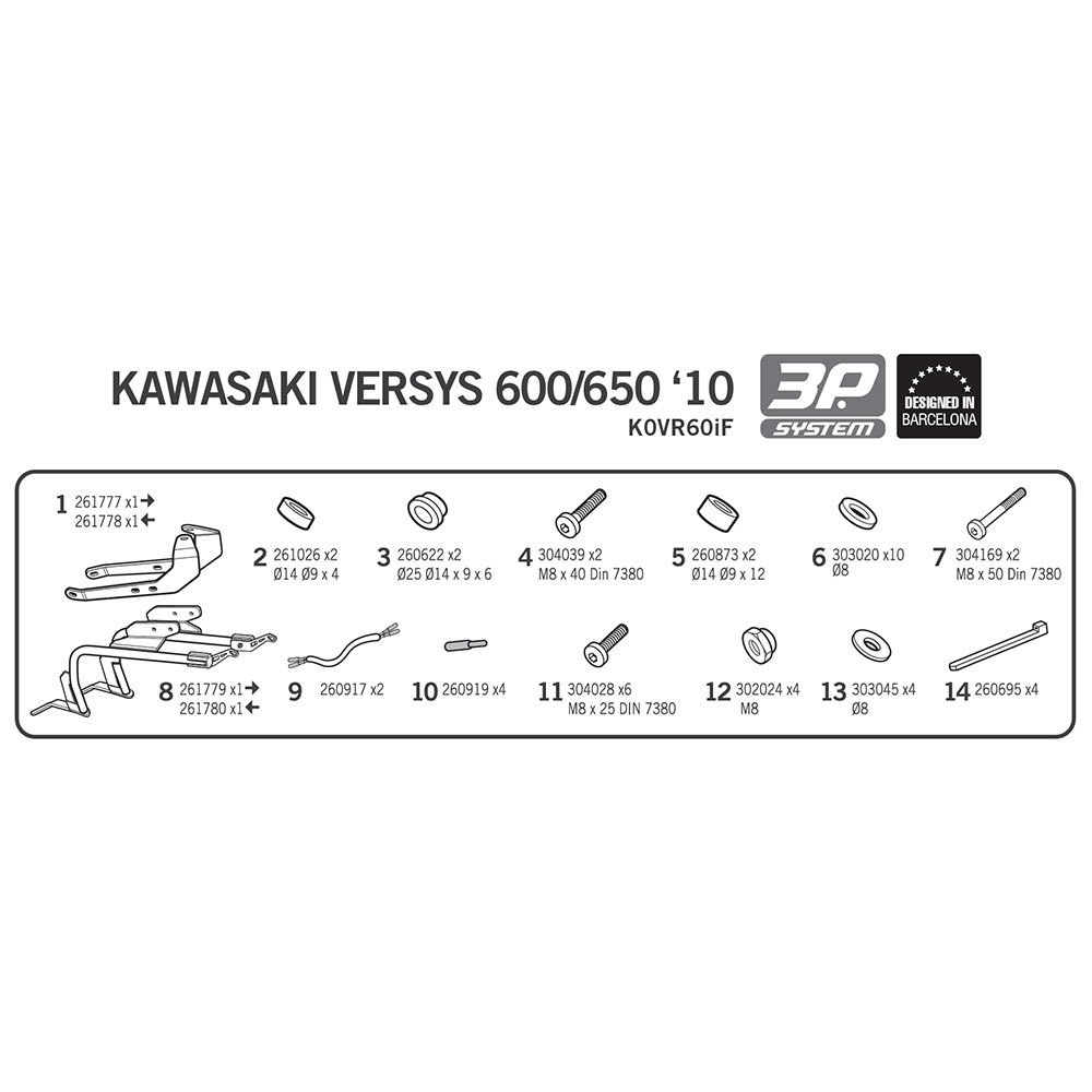 Shad Fijación Para Maletas Laterales 3P System Kawasaki Versys 650
