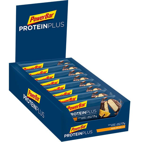 powerbar-proteiini-plus-30-55g-15-yksikoita-oranssi-jaffa-kakku-energiaa-baarit-laatikko