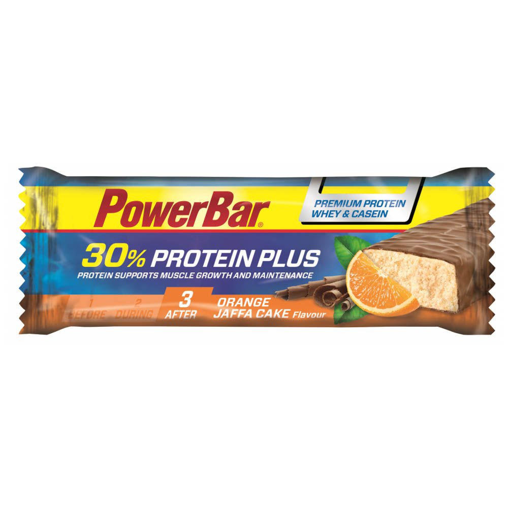 Powerbar Protein Plus 30% 55g 15 Enheter Orange Jaffa Kaka Energi Barer Låda