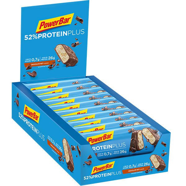powerbar-proteiini-plus-52-50g-20-yksikoita-suklaa-pahkinat-energiaa-baarit-laatikko