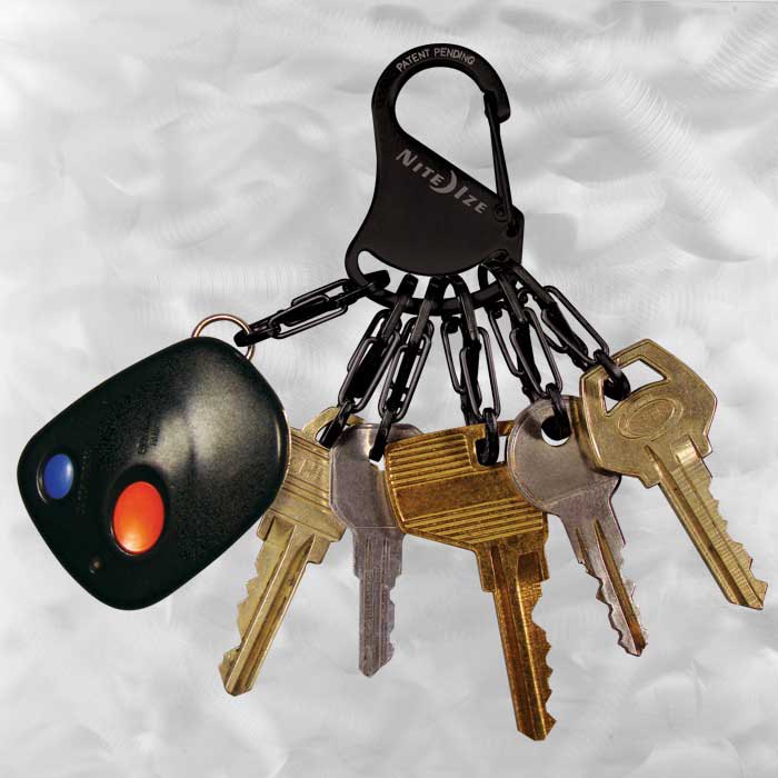 Nite Ize KeyRing Steel Stainless Keychain w/Versatile S-Biner Key Clips 2-Pack 