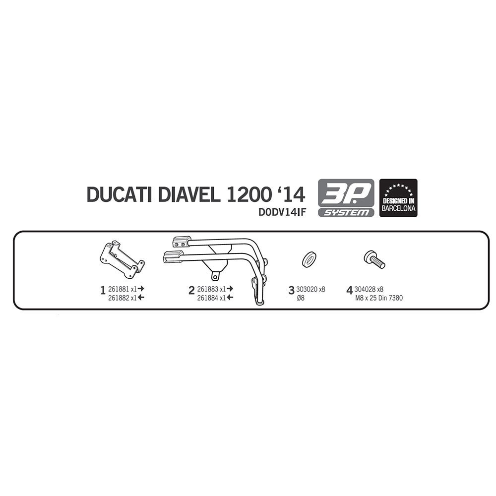 Shad Ducati Diavel 1200 3P Kant Gevallen Fitting Ducati Diavel 1200