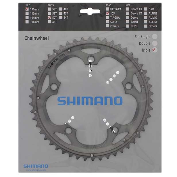 Shimano 105 FC 5750 Chainring 10 Speed Silver 50t 110mm for sale online 