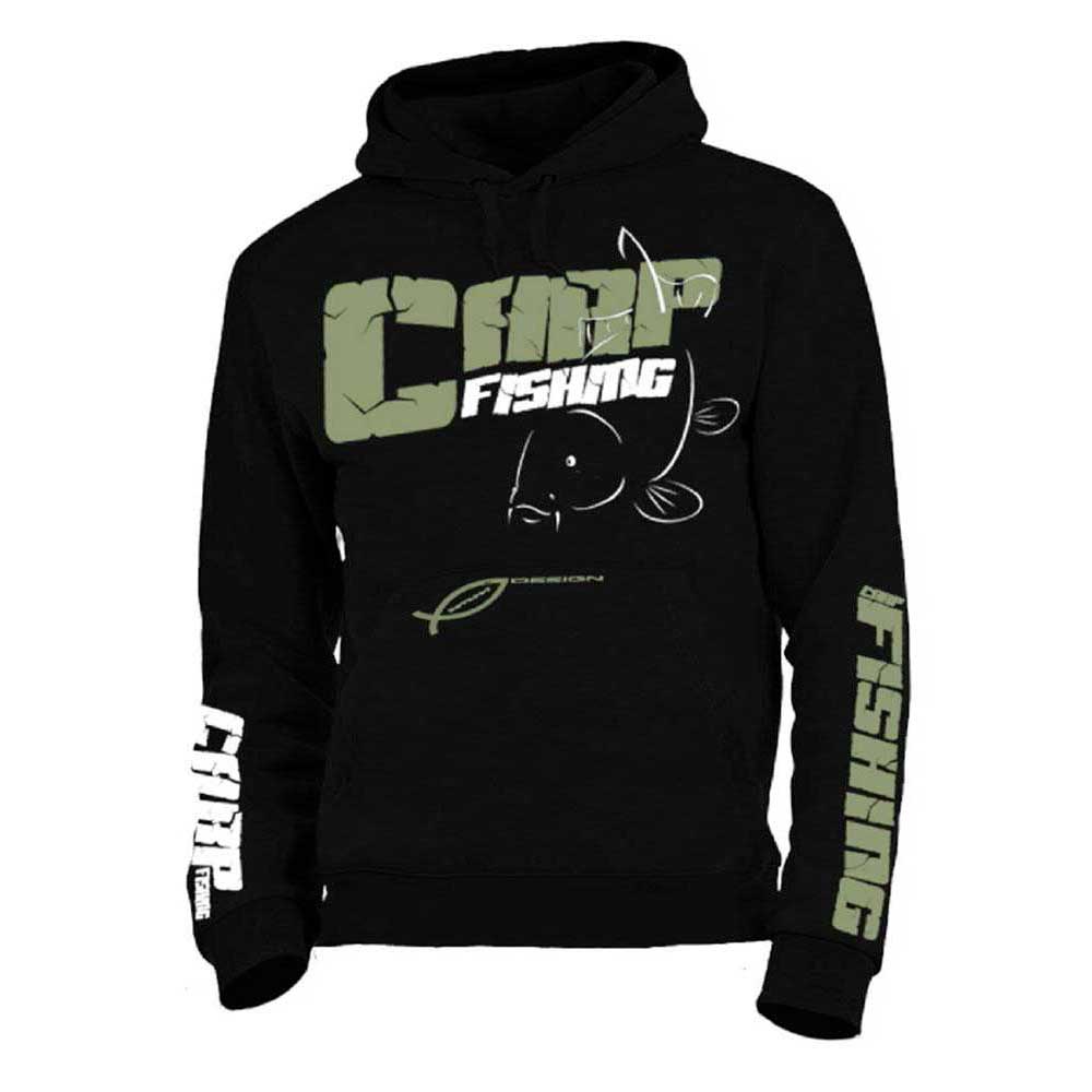 Carp Fishing black/green hoodie custom logo CARP FISHING....size XL 