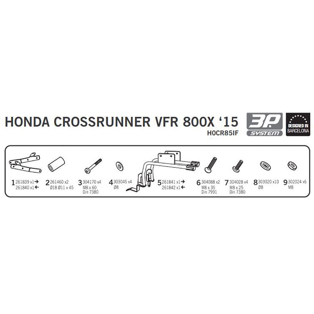 Shad Honda VFR800X Crossrunner 3P Kant Gevallen Fitting Honda VFR800X Crossrunner