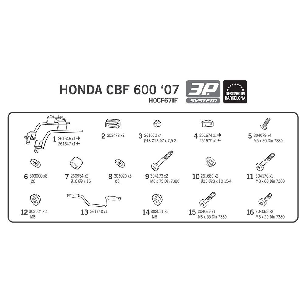 Shad 3P Honda CBF500&CBF600 S/N Lato Casi Raccordo Honda CBF500&CBF600 S/N