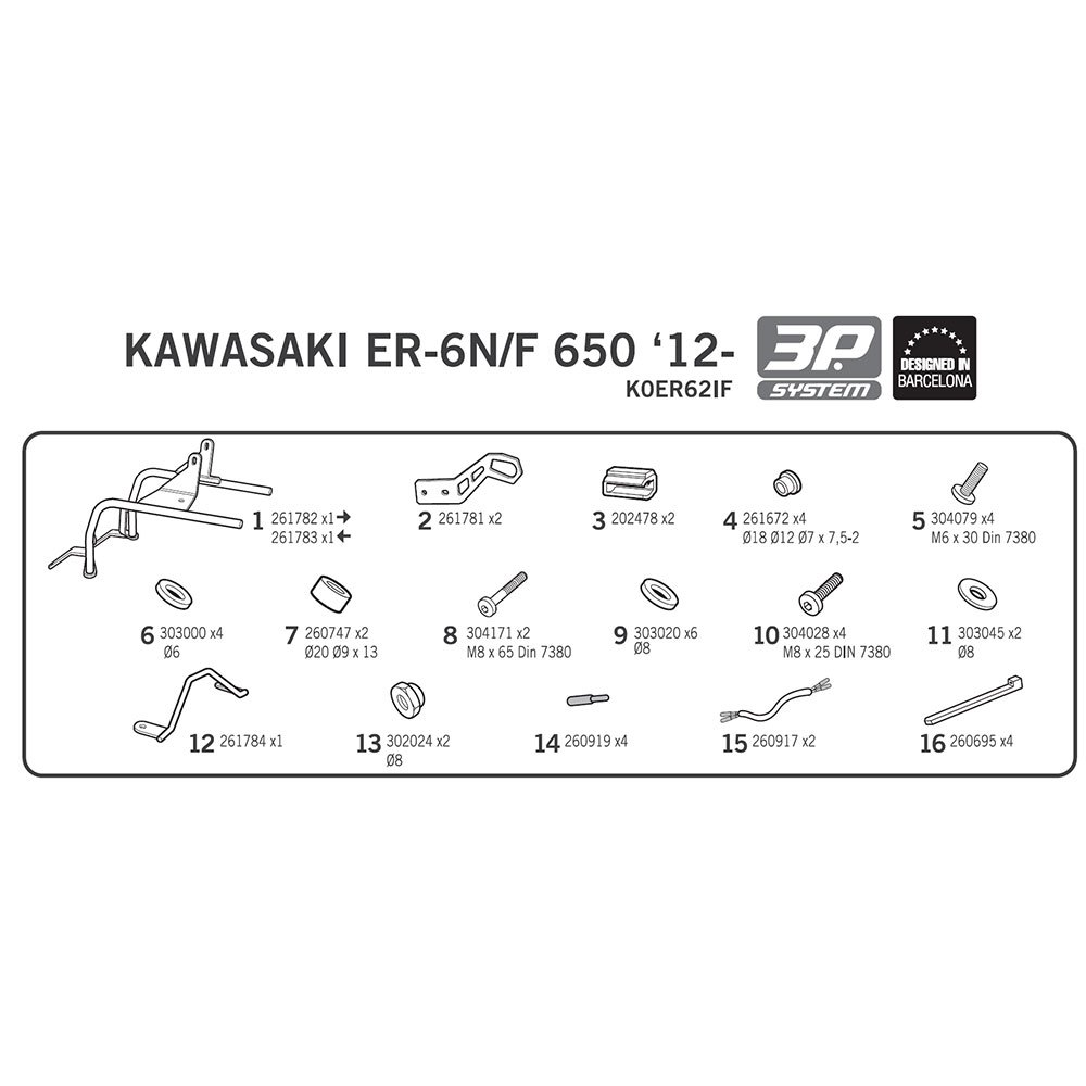 Shad 3P Kawasaki ER6 N-F Side Sager Montering Kawasaki ER6 N-F