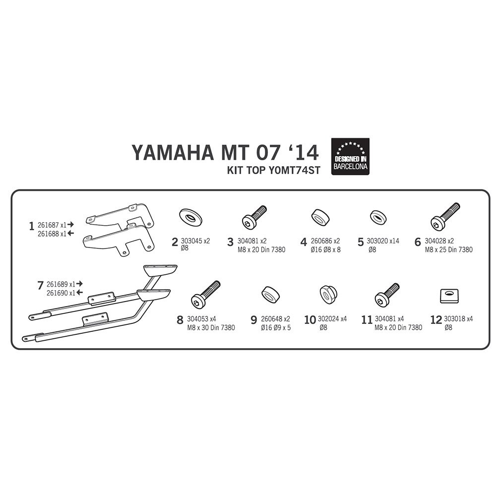 Shad Fijación Para Maletas Laterales 3P System Yamaha MT07