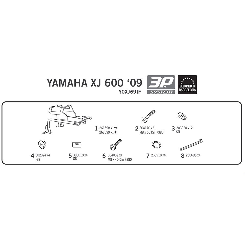 Shad Fixation Pour Valises Latérales 3P System Yamaha Diversion XJ600 N/S/ F ABS
