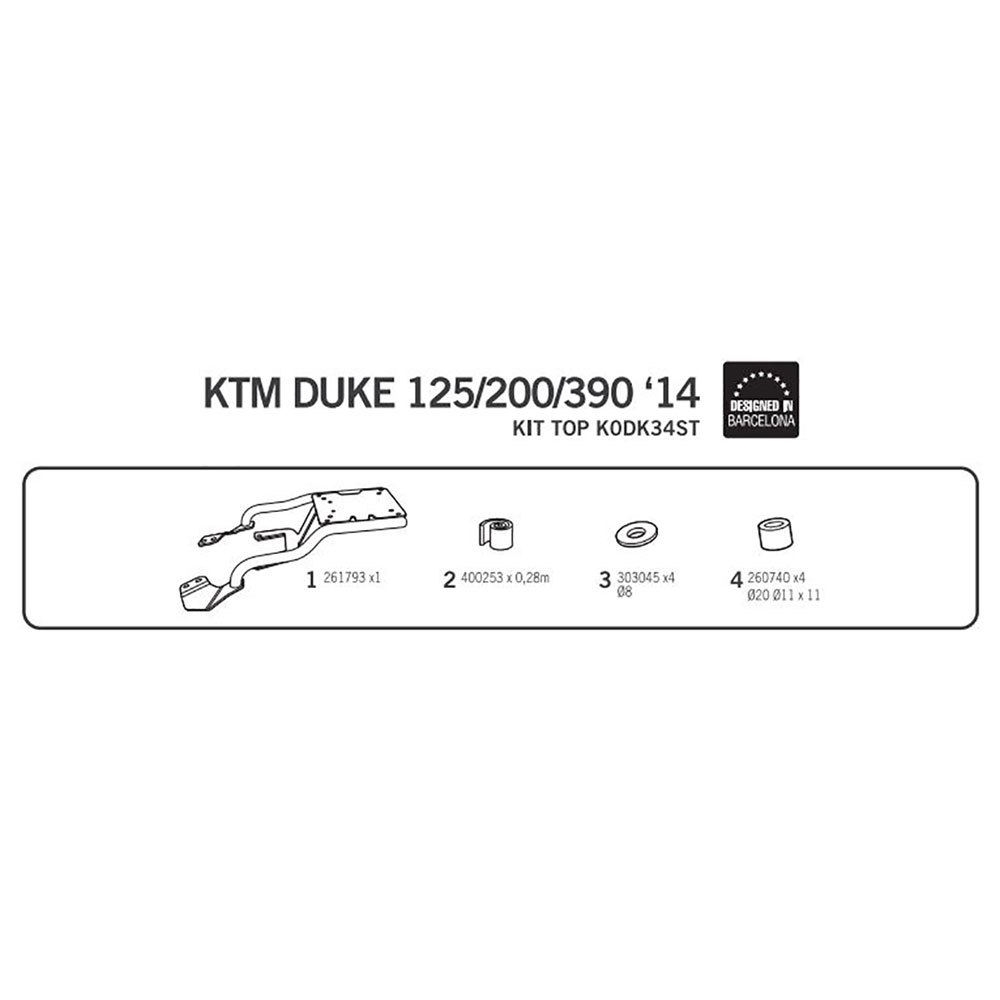 Shad Top Master Achter Montage KTM Duke 125/200/390