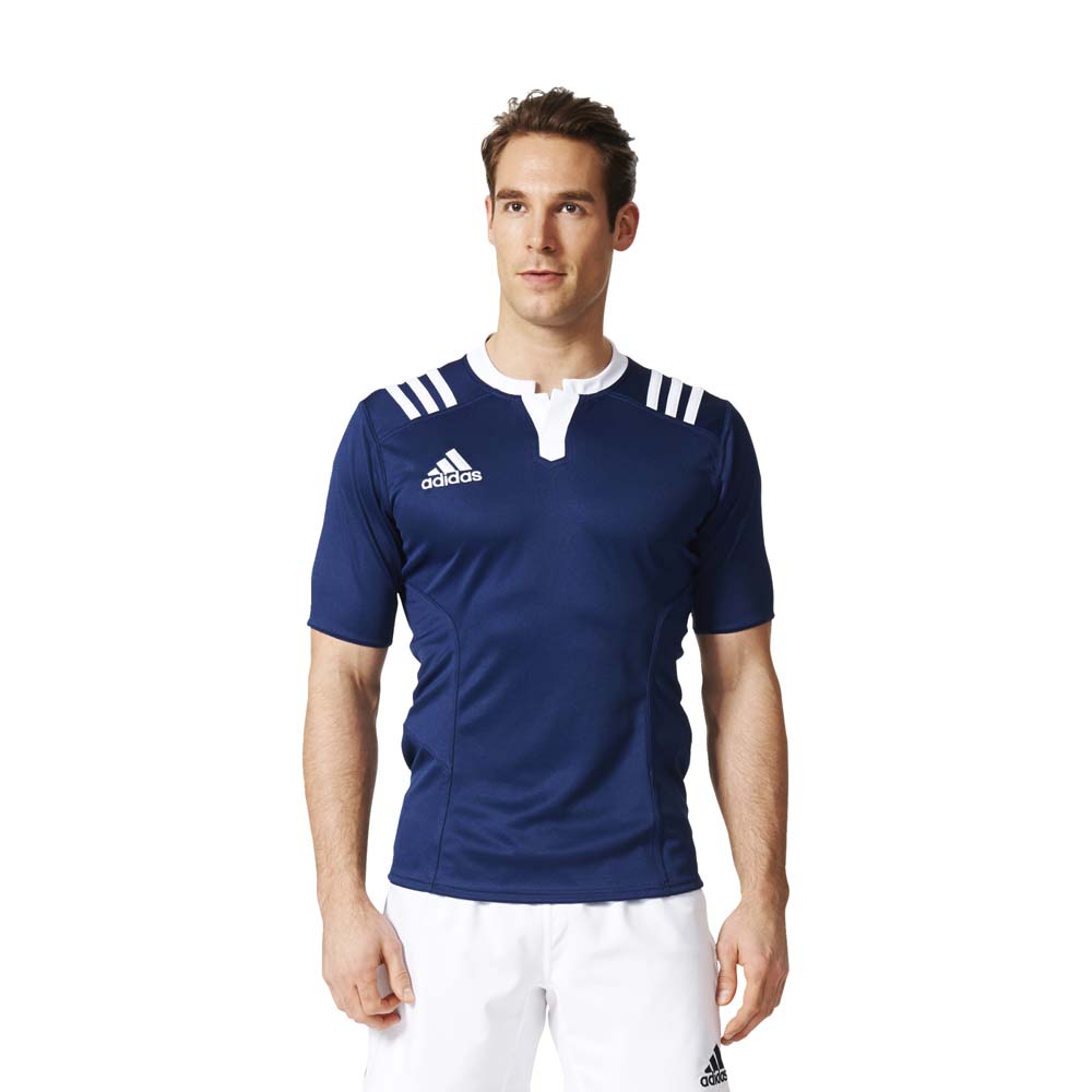 adidas 3 Stripes Fitted Rugby Jersey Short Sleeve T-Shirt
