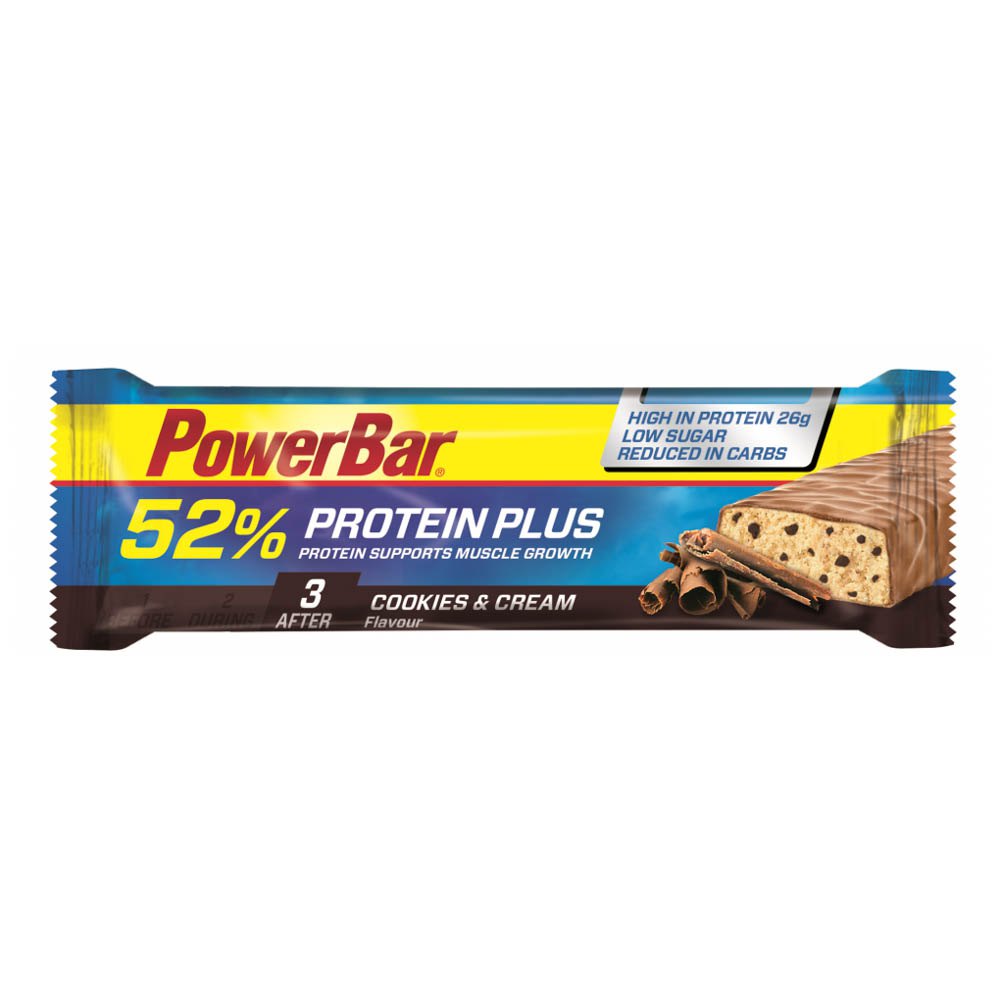 Powerbar Protein Plus 52% 50g 20 Enheder Småkage Og Fløde Energi Barer Boks