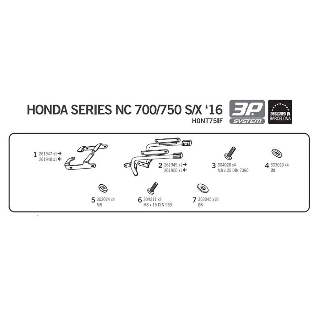 Shad Honda NC750S/NC750X 3P Kant Gevallen Fitting Honda NC750S/NC750X