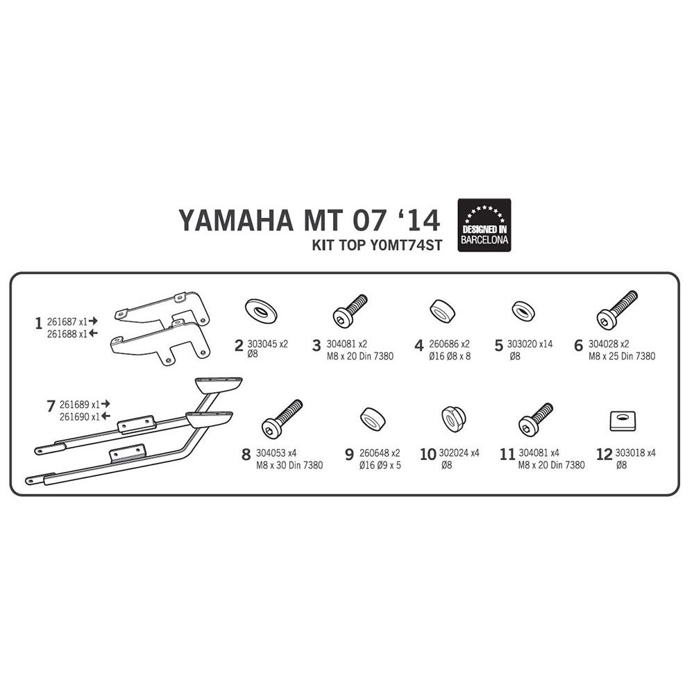 Shad Bakre Montering Yamaha MT Top Master 07