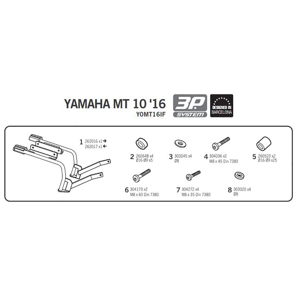 Shad Fijación Para Maletas Laterales 3P System Yamaha MT10