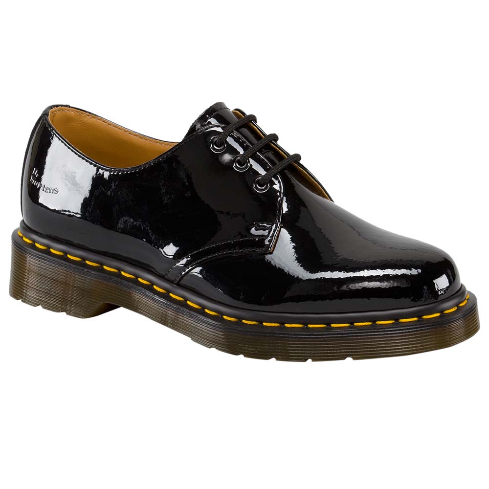 Dr martens 1461 3 Eye Patent Lamper Shoes Black | Dressinn