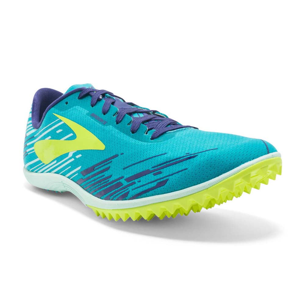 Brooks Damen Mach 18 Spikeless Track Schuhe Blau Grün Sport Laufen Atmungsaktiv 