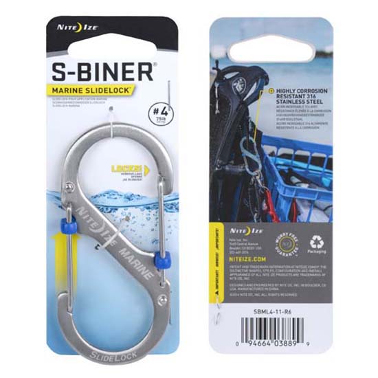 Nite Ize S-Biner SILVER Stainless Steel with Slide Lock Size #2 2" Carabiner 