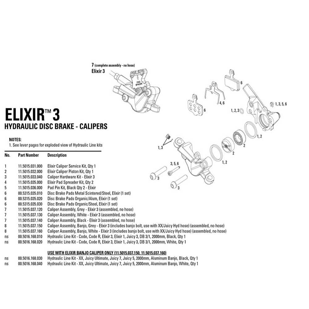 Avid Elixir3 Caliper Hardware Kit