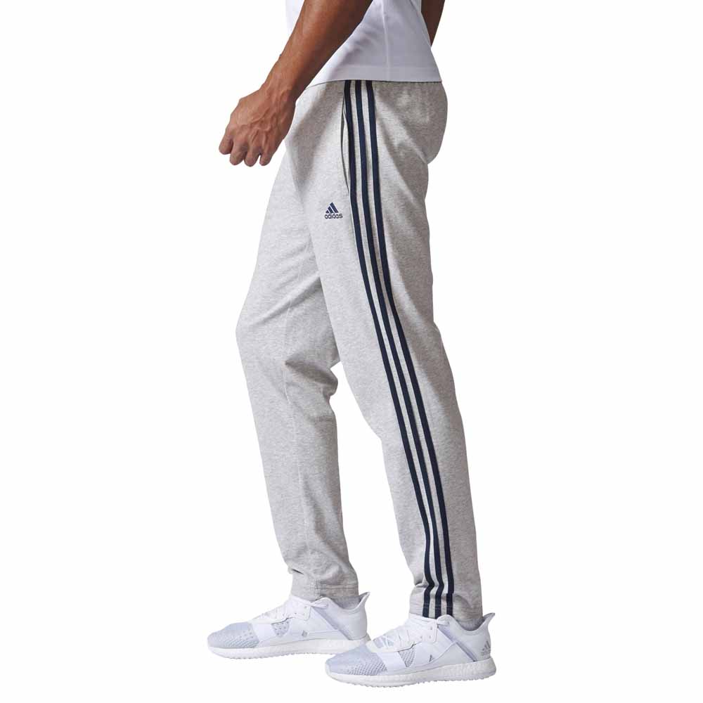 adidas Essentials 3 Stripes Tapered Single Jersey Long Pants Grey| Traininn