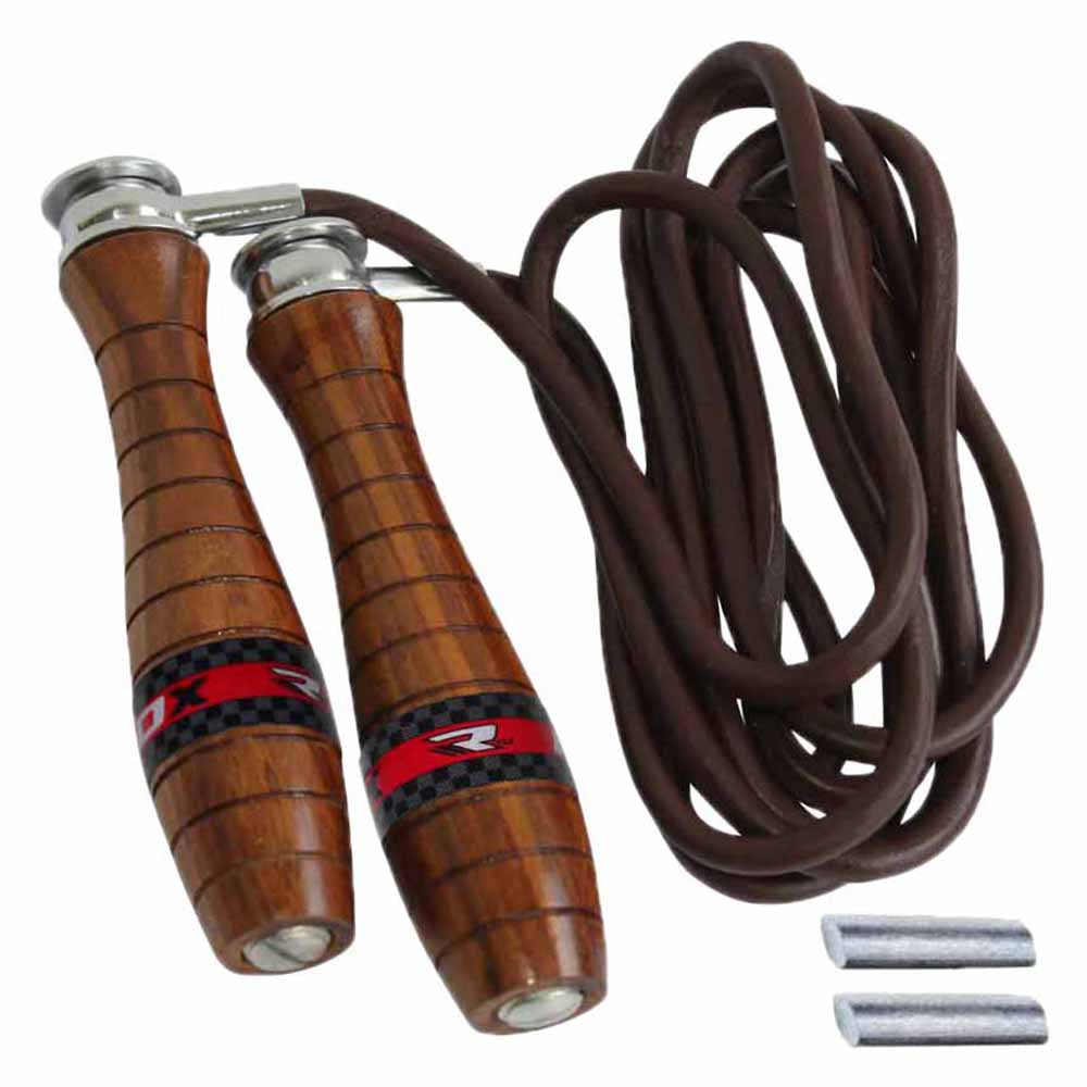 Pro Leather Workout Brown Skipping Speed Rope Fitness Boxing Jump Gym Exercise 