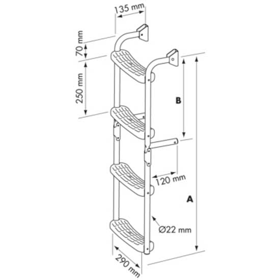 Plastimo Stainless Steel Folding Ladder 90 Oplichter