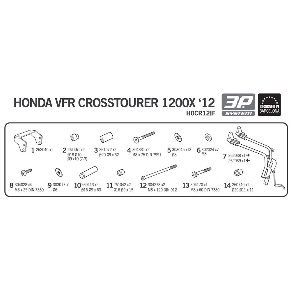 Shad 3P Honda VRF 1200X Crosstourer Lado Estojos Apropriado Honda VRF 1200X Crosstourer