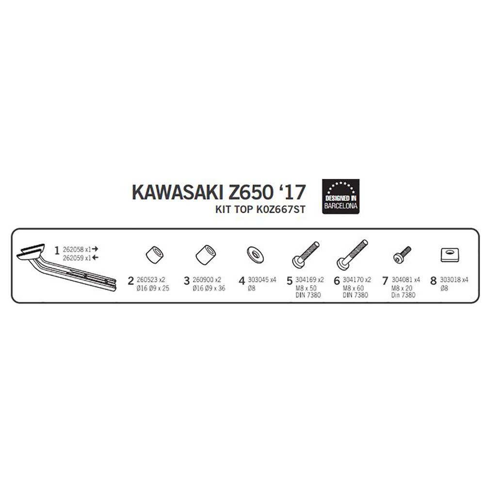 Shad Fixation Arrière Top Master Kawasaki Z650/Ninja 650