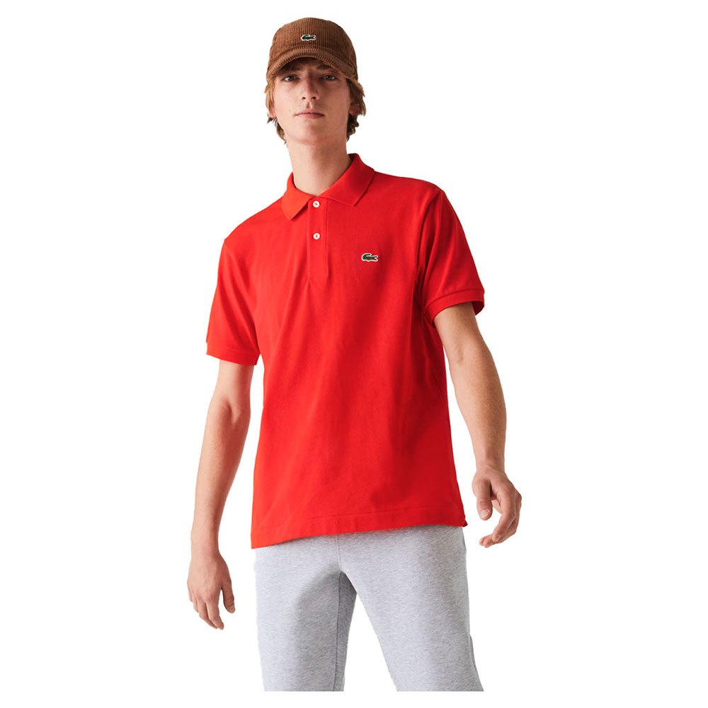 Lacoste Ribbed Collar Short Sleeve Polo Shirt Red |