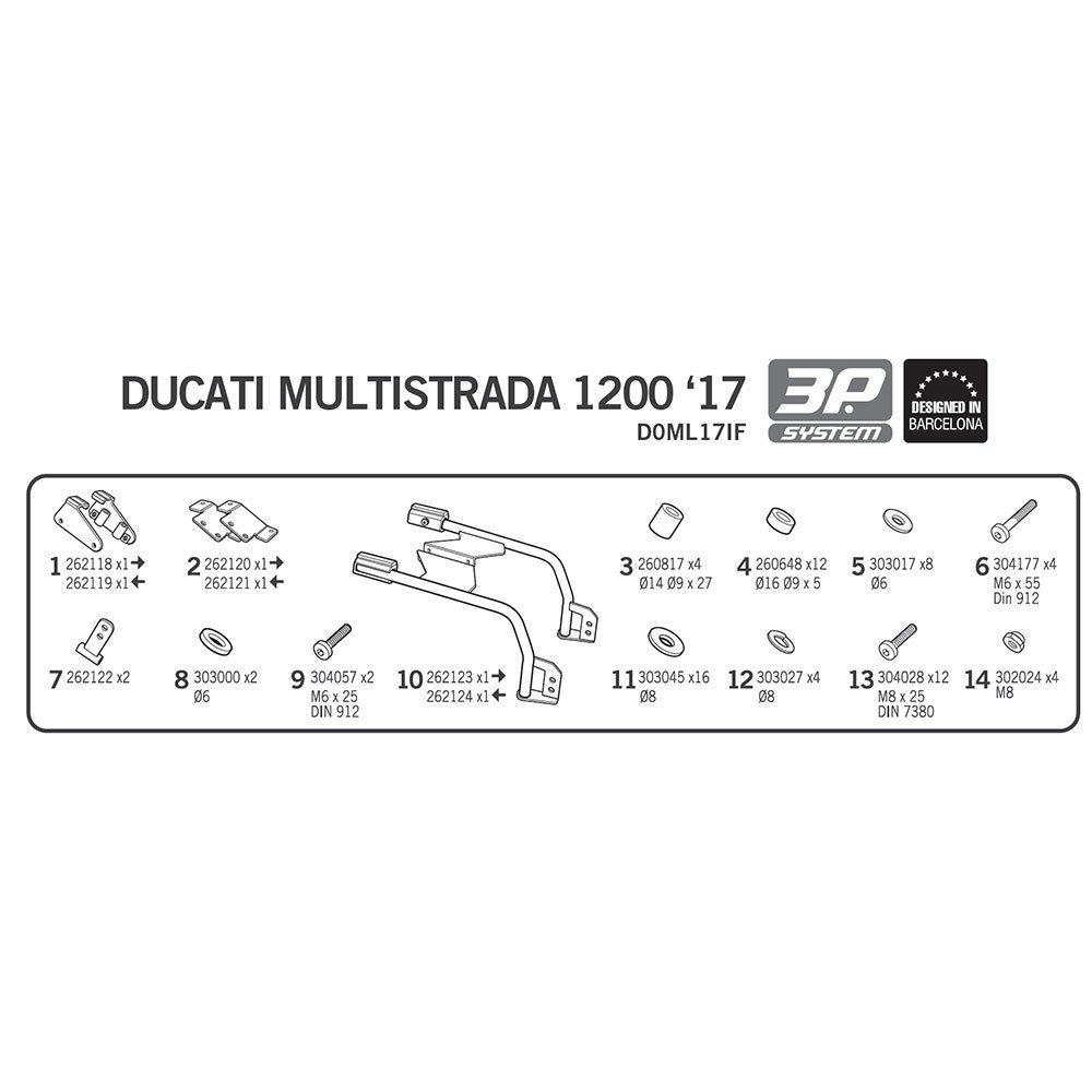 Shad Fixation Pour Valises Latérales Side Master Ducati Multistrada1200 17/20