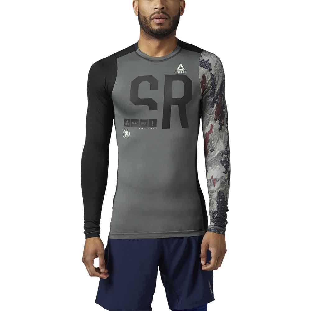 Precede Nine particle Reebok Spartan Race Compression Long Sleeve T-Shirt Grey| Runnerinn