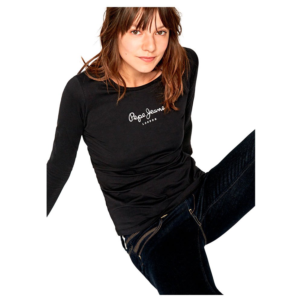 Pepe jeans Virginia Long Sleeve T-Shirt Black | Dressinn