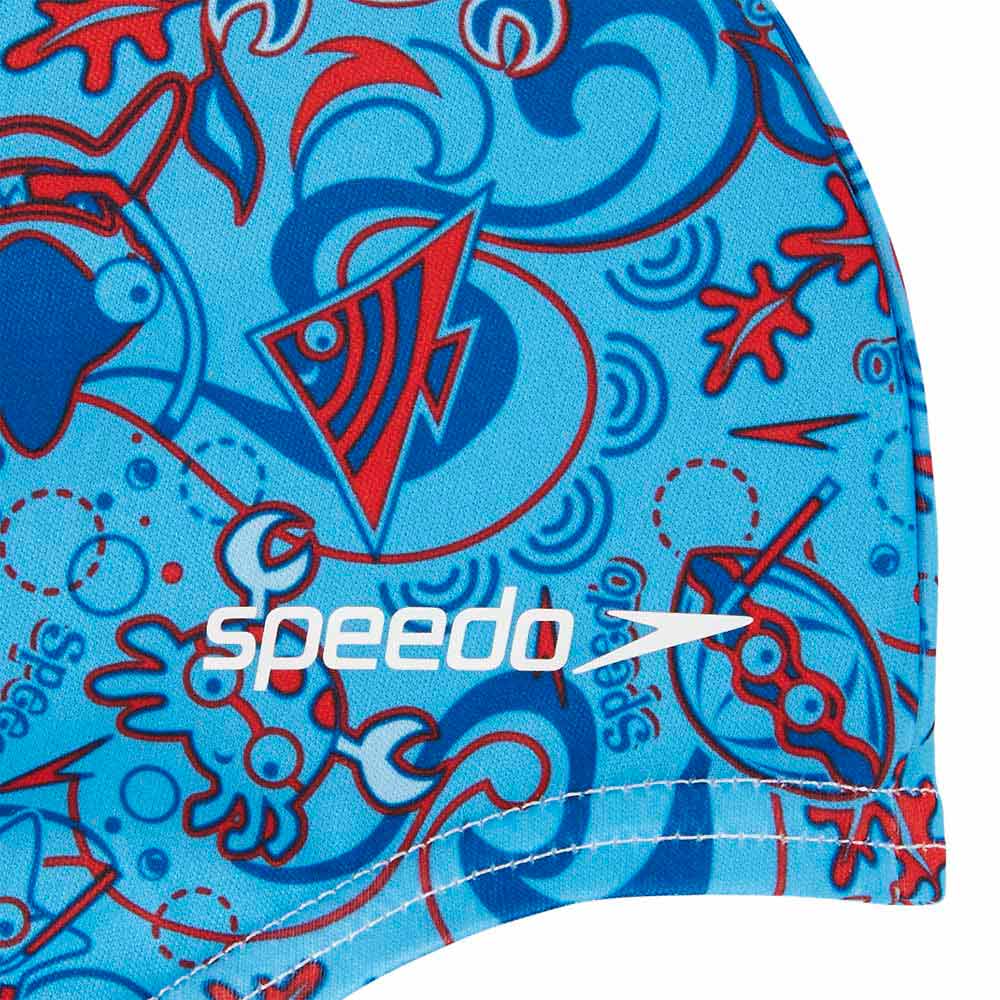 Speedo Sea Squad Junior Polyester Swimming Cap Blue/Red 