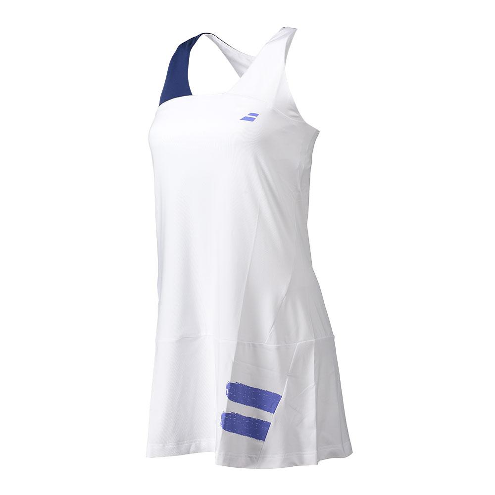 Babolat-Women`s Performance Racerback Tennis Dress White and Estate Blue- 