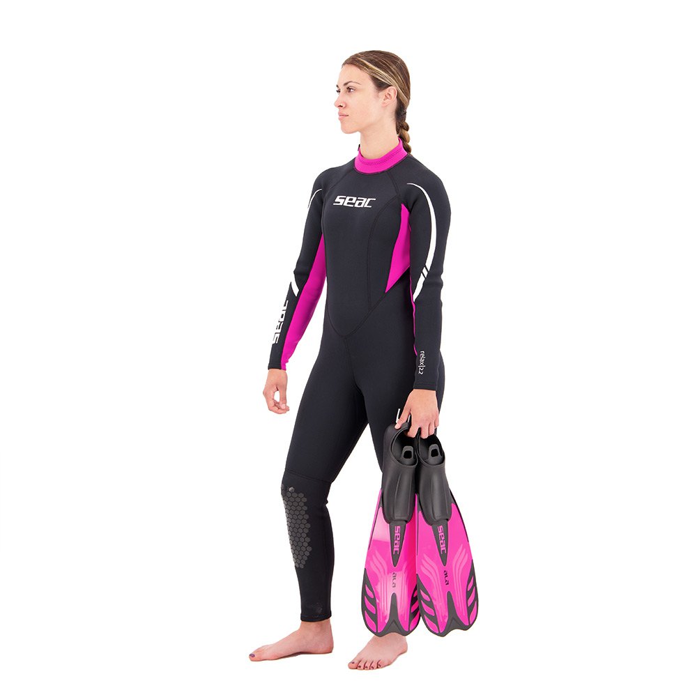 Snorkeling e apnea Donna Muta in Neoprene da 3 mm Ultra Elastica Monopezzo con Cerniera Posteriore per Subacquea Nero Seac Feel Lady 