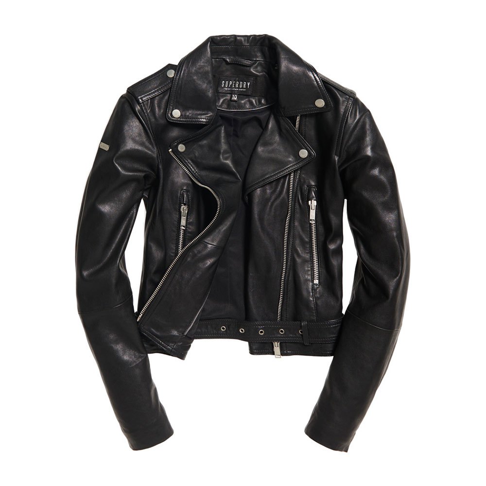 scherp Druppelen Prime Superdry Tier Leather Biker Jacket Black | Dressinn
