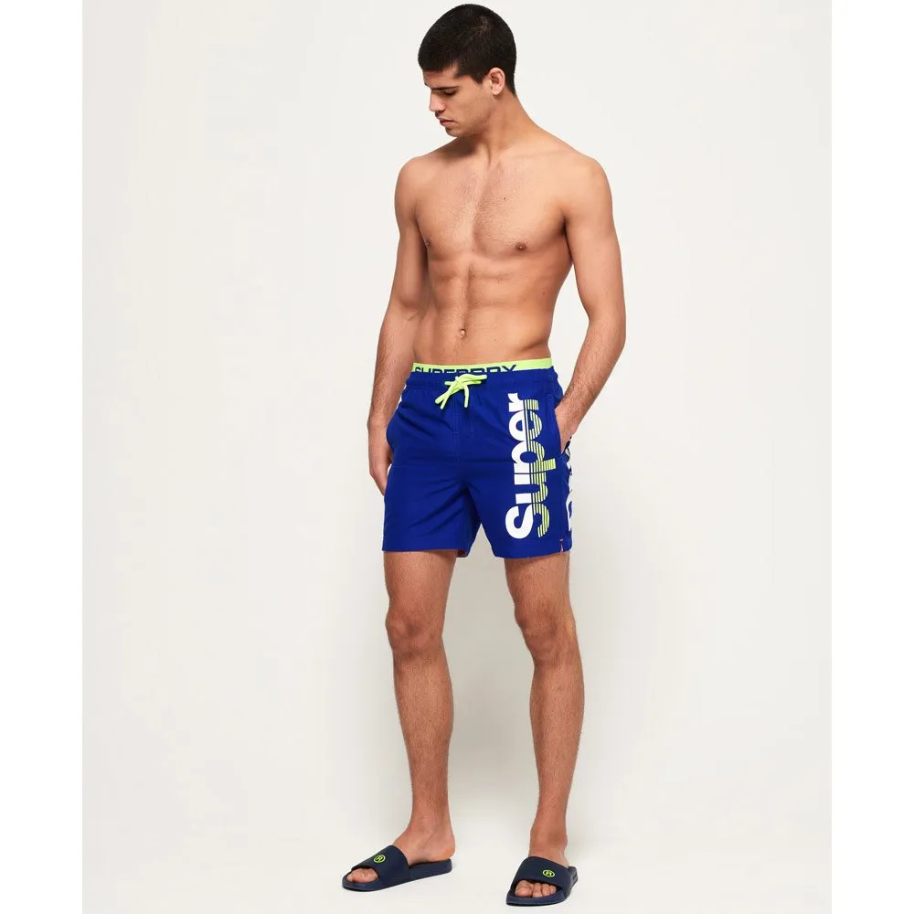 Superdry Herren Badehose Navy Shape Tile Print – Schwimmshort, XXL, Schnelltrocknend