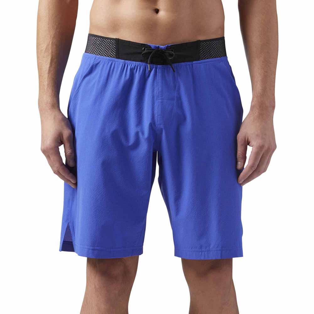 Reebok Epic Knit Waistband Mens Training Shorts Blue Crossfit Gym Workout Short 
