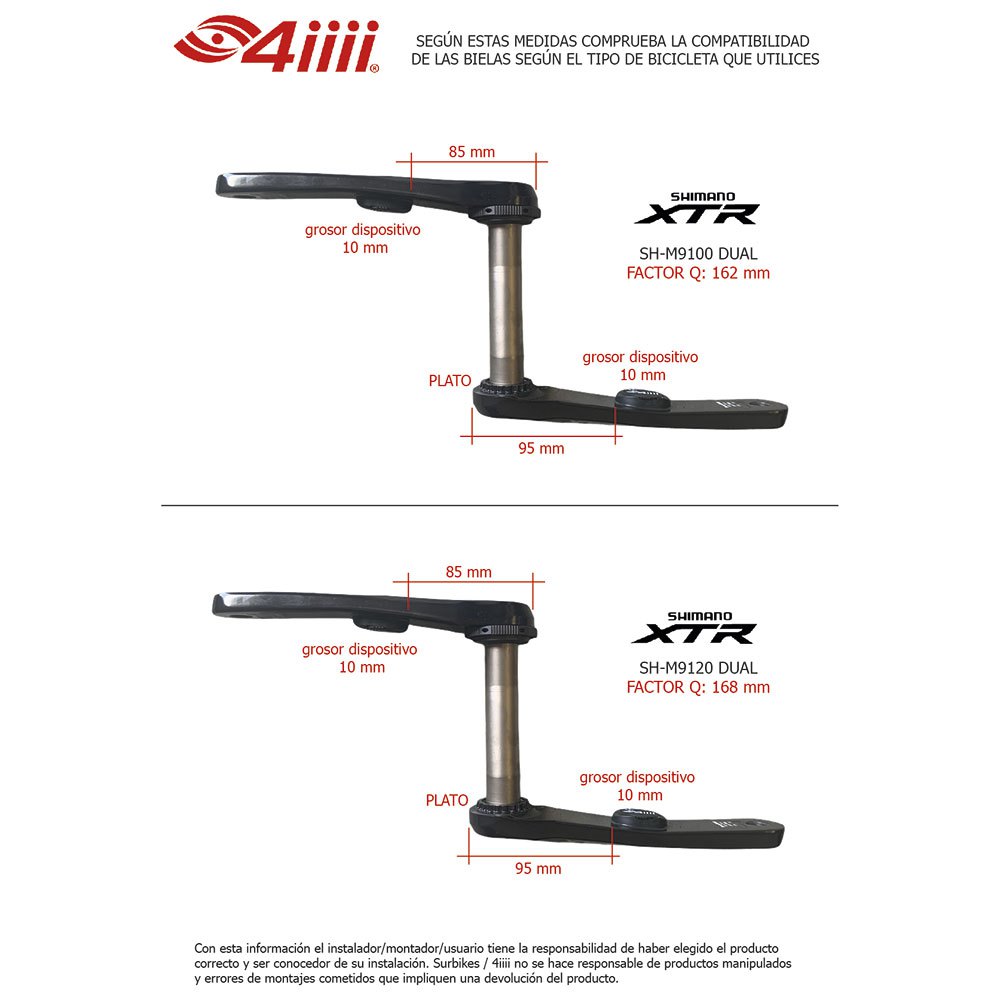 4iiii Manivelle gauche avec capteur de puissance Shimano XTR M9000