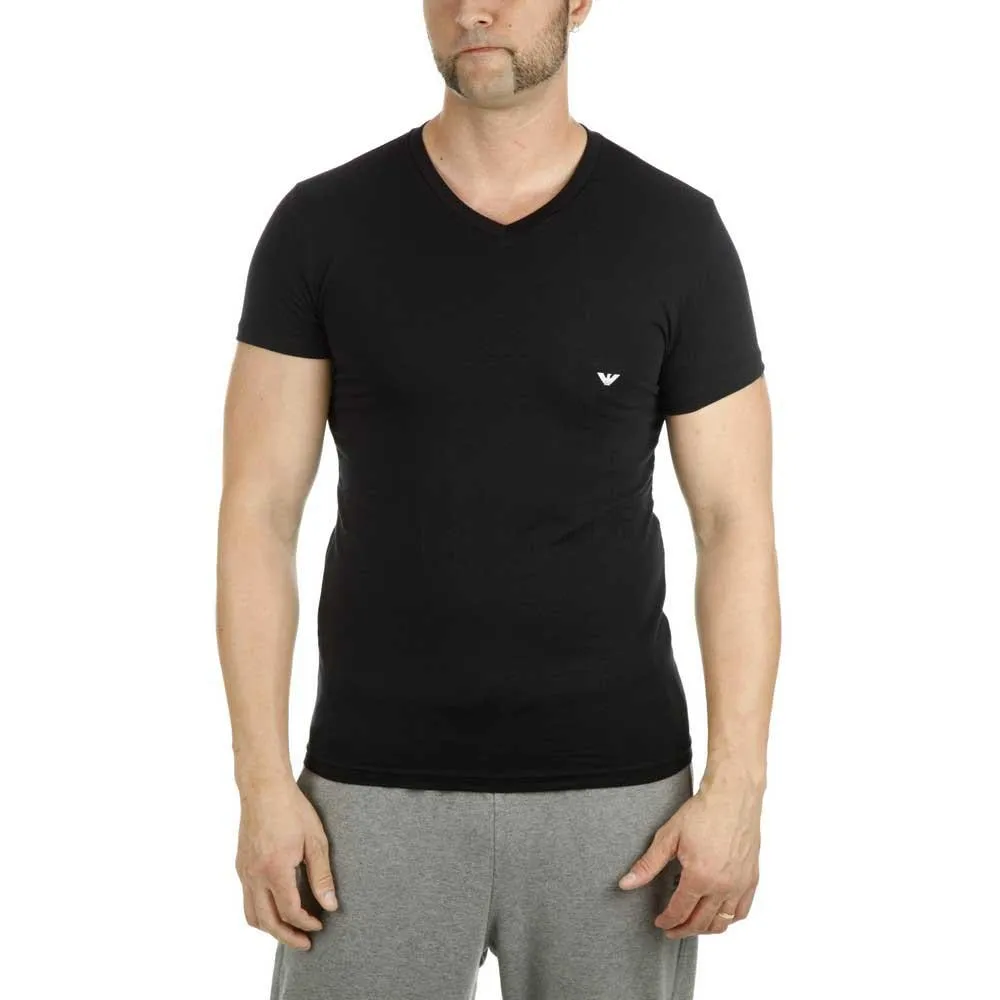 Emporio armani 110810 CC729 半袖VネックTシャツ 黒| Dressinn