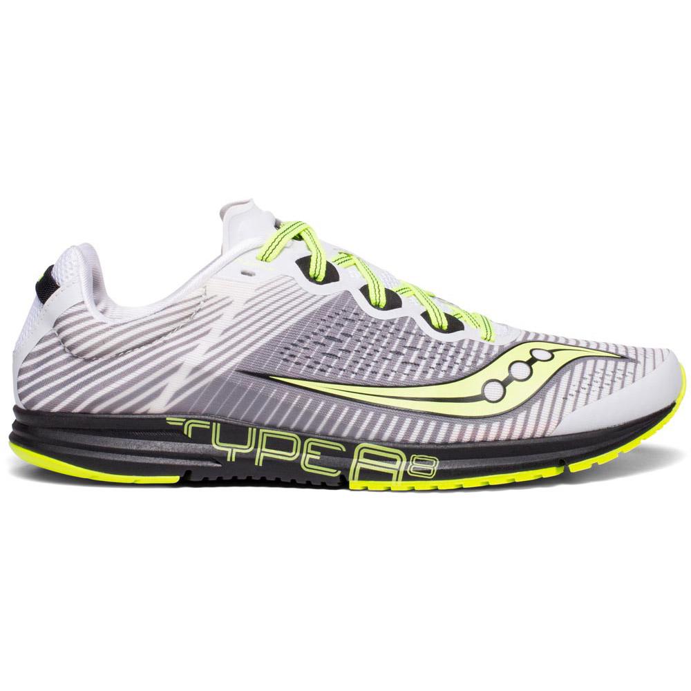 Saucony Type A8 Mens Running Shoes White Lightweight Road Racing Trainers 
