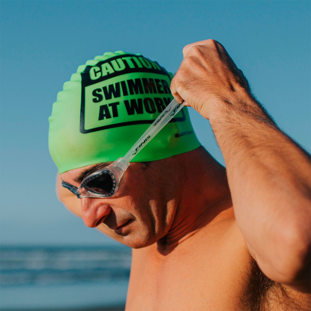 Buddyswim Cuffia Nuoto Caution Swimmer At Work Silicone