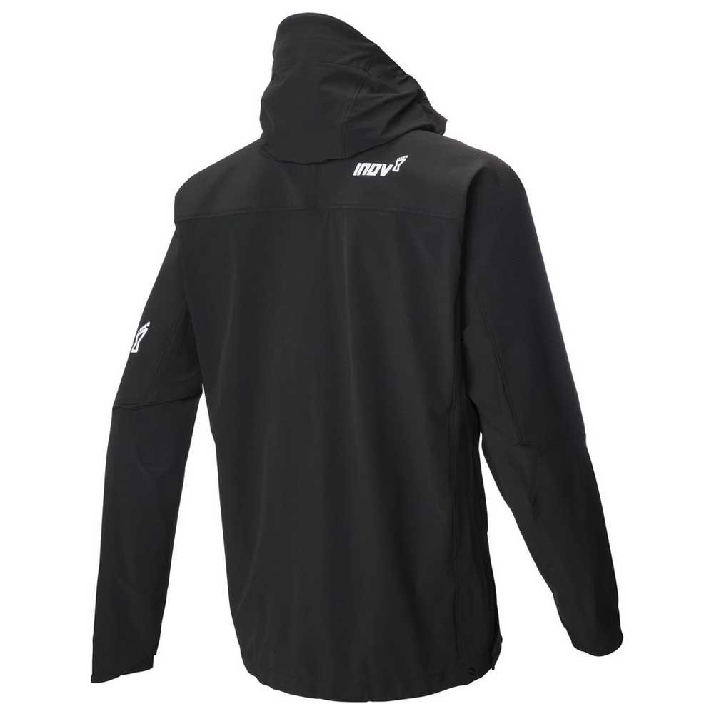 Inov8 AT/C Softshell Pro Mens Black Full Zip Hoody Hooded Running Jacket Top 