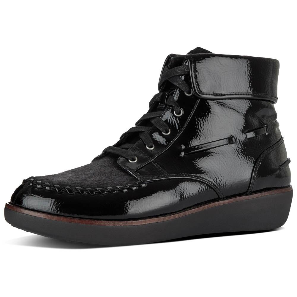 Gianna Lace-Up Boots Black