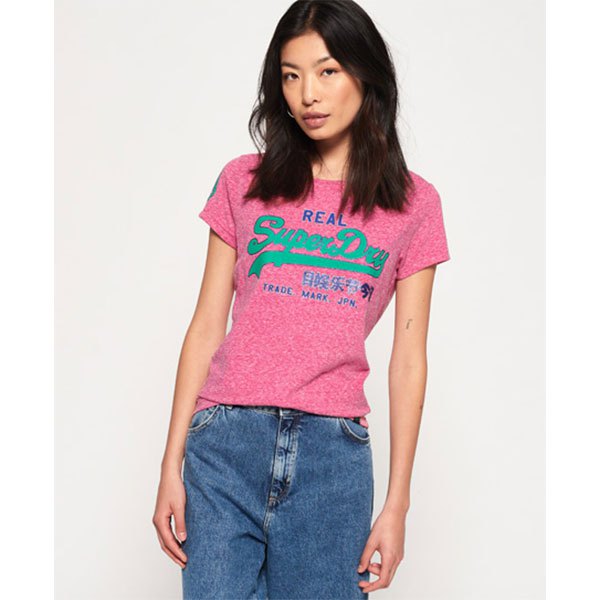 bro Betjene Vanding Superdry Vintage Logo Glitter Crack Short Sleeve T-Shirt Pink| Dressinn