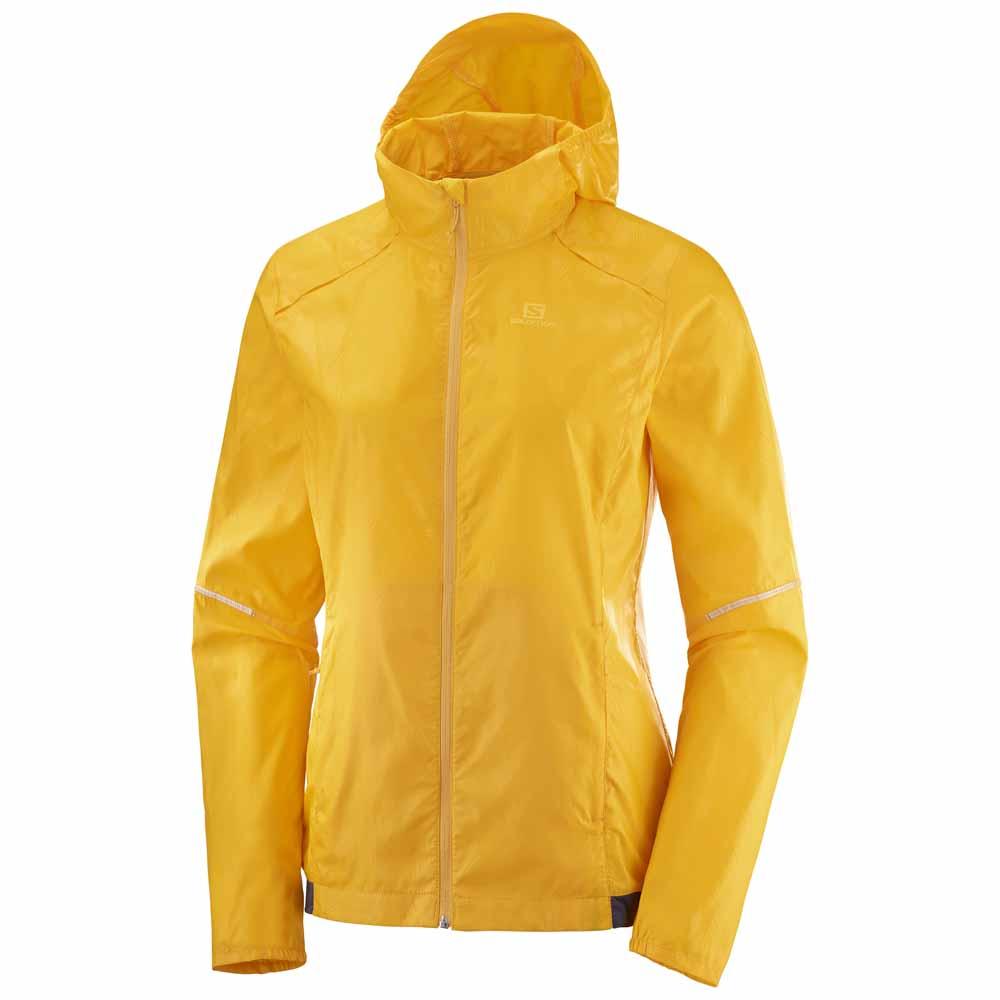 depart Automatically Customer Salomon Agile Wind Print Hoodie Jacket Yellow | Runnerinn