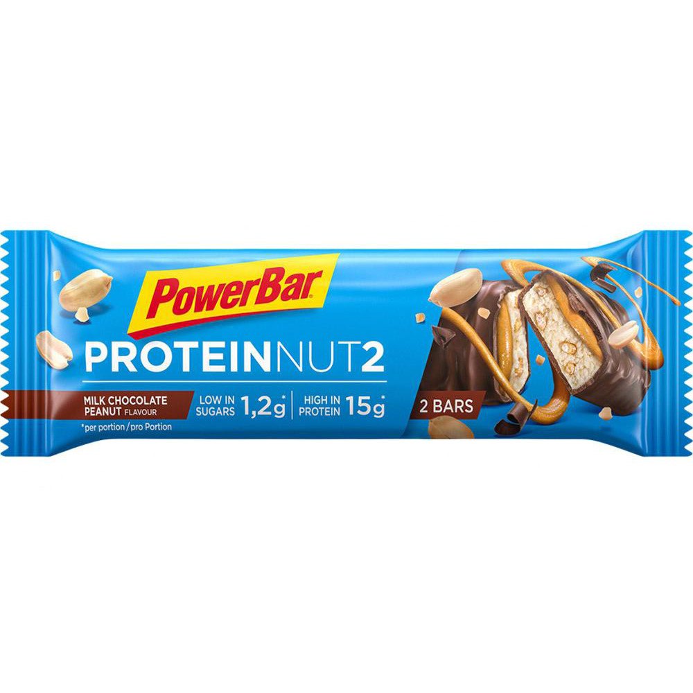 Powerbar Proteinnöt 2 Chocolate 18 Enheter Mjölk Chocolate Och Jordnötsenergibarslåda