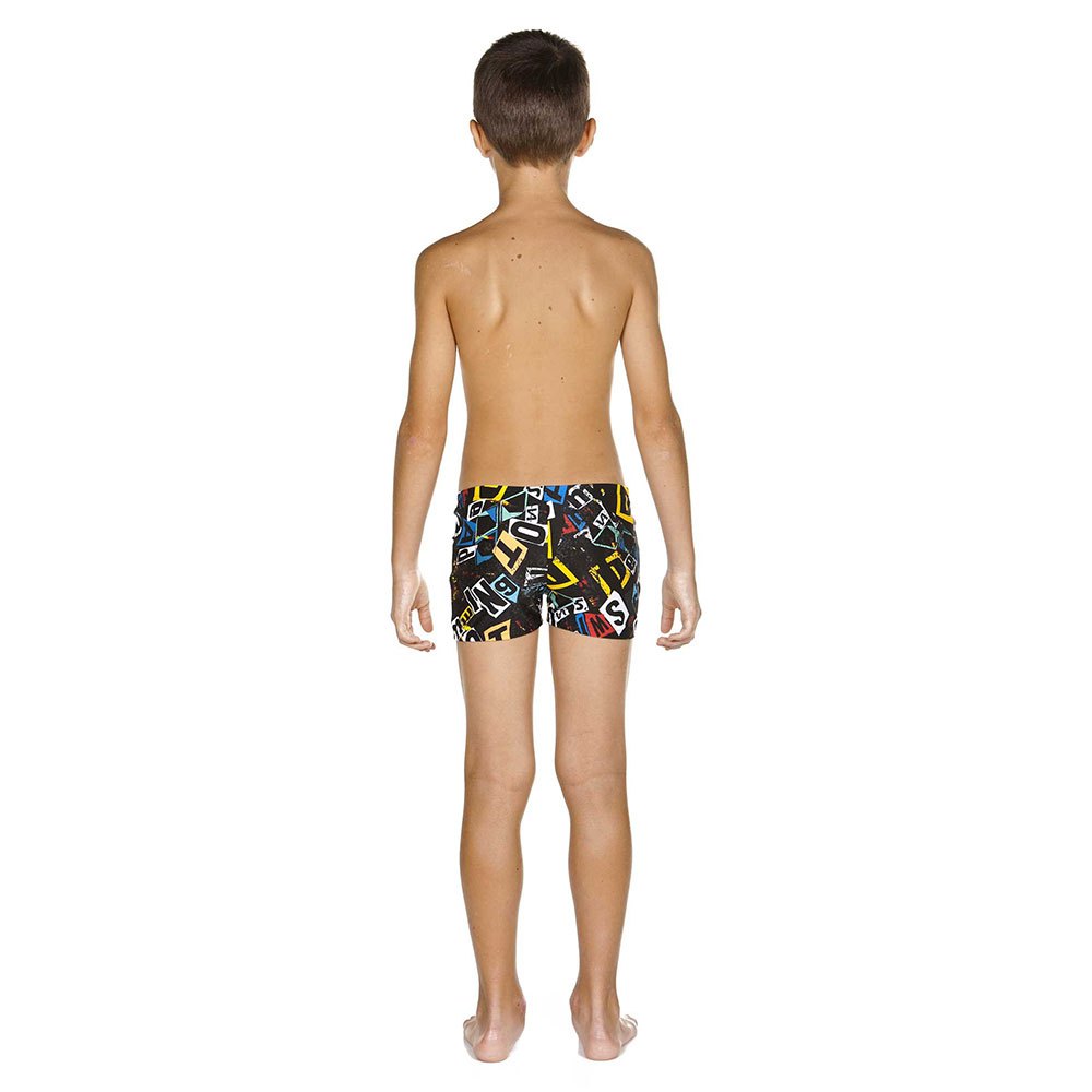 Black/White Arena Boys Solid Junior Swim Shorts