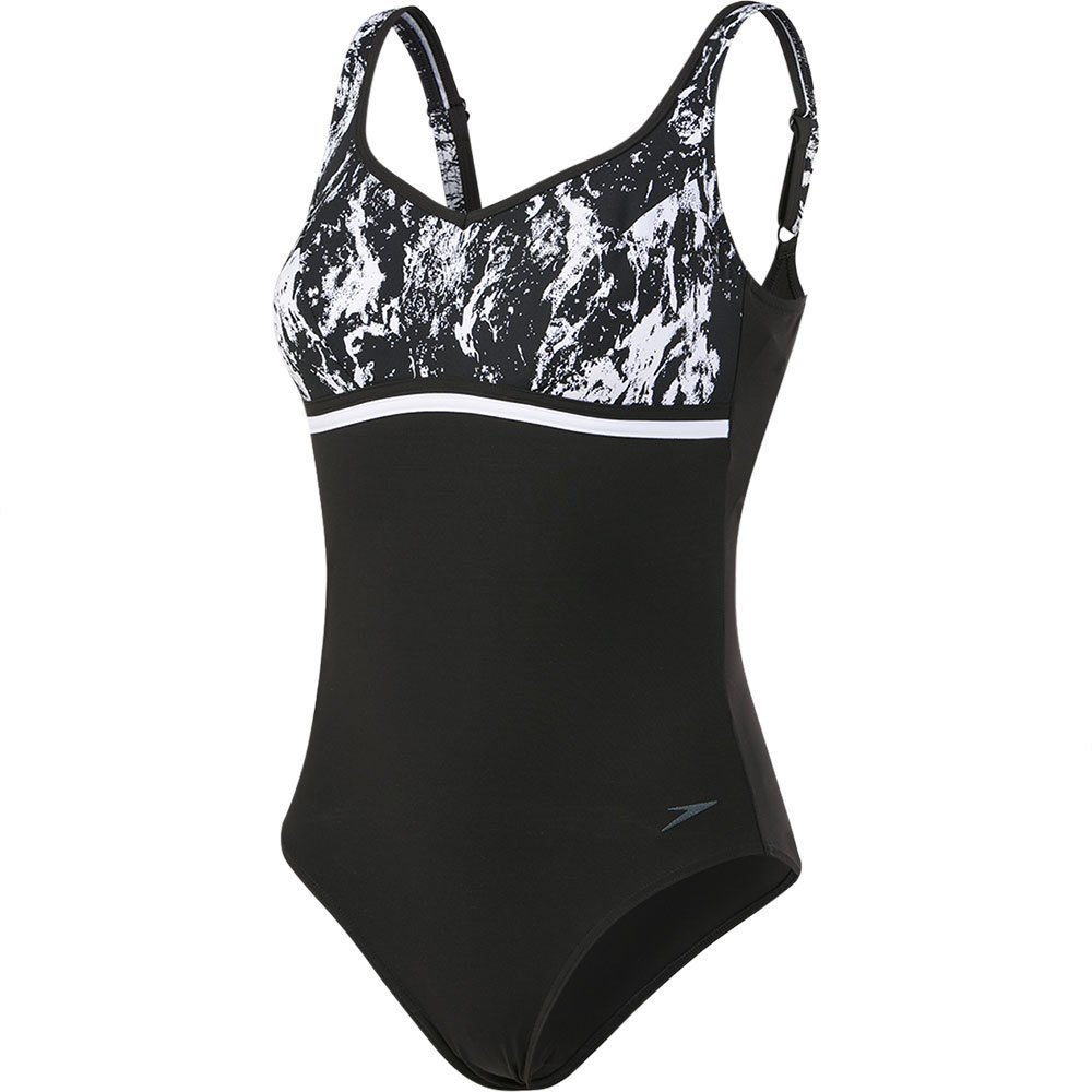 Speedo Womens Contourluxe Printed Swimsuit 40 EU Sculpture Black/White 14/36 UK 